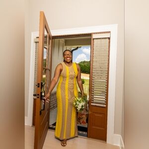 Amazon Yellow and Gray Maxi Dress